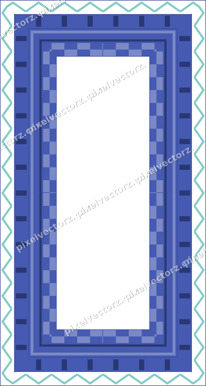 Decorative picture frame border in blue and cyan with zigzag