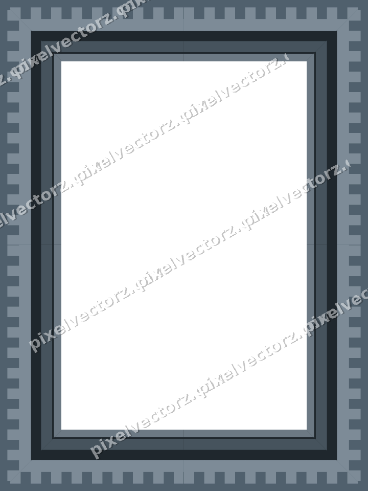 Decorative picture frame border in blue and orange with step band