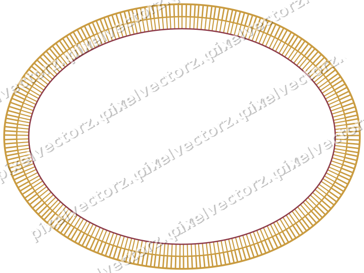 Decorative line art frame in dark pink and amber with oval