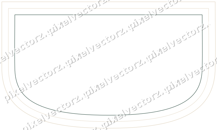 Decorative line art frame in dark red and dark green with shield