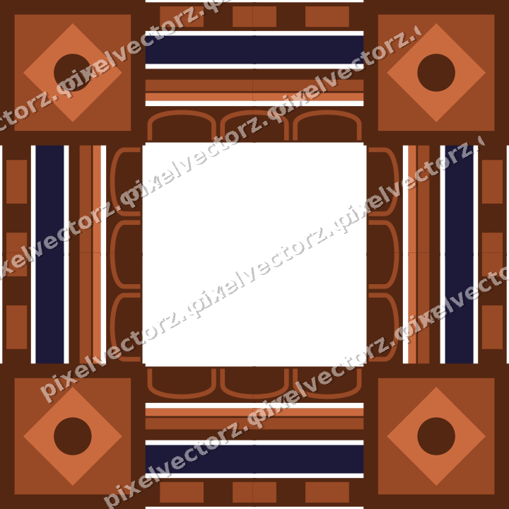 Decorative picture frame border in orange and blue with dentil