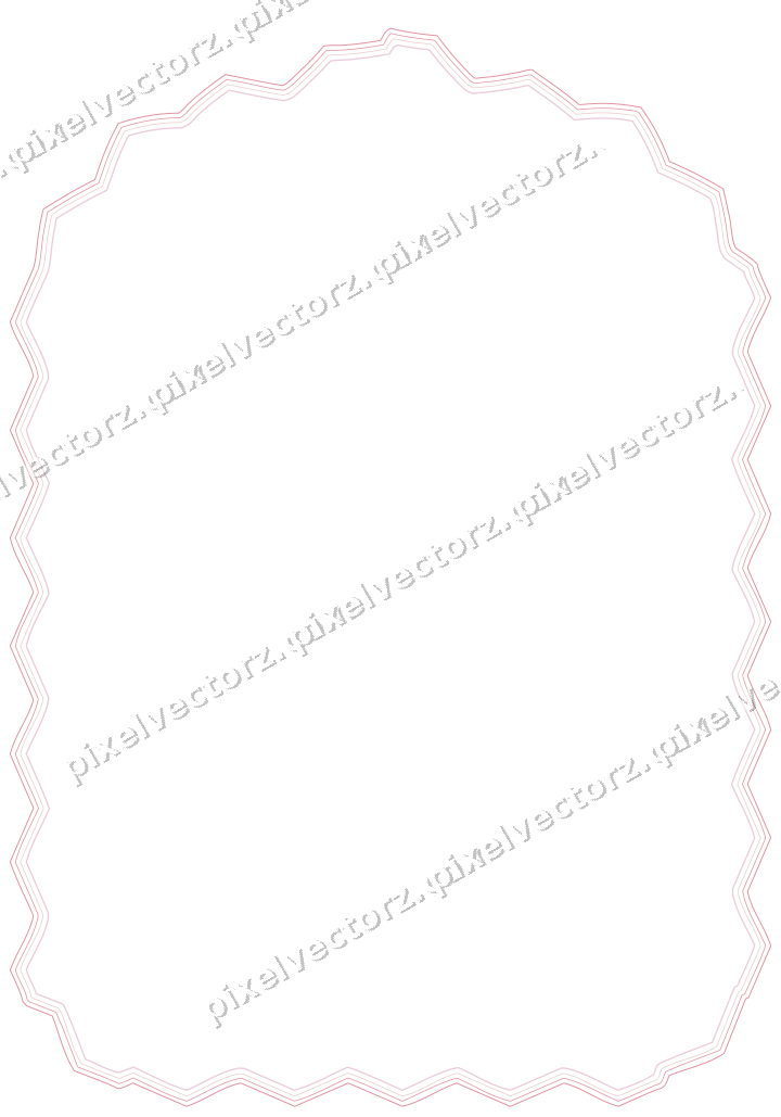 Decorative line art frame in pale pink and pale red with label plaque