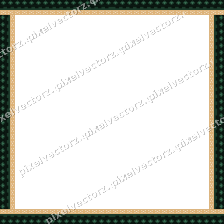 Decorative picture frame border in dark green with step band
