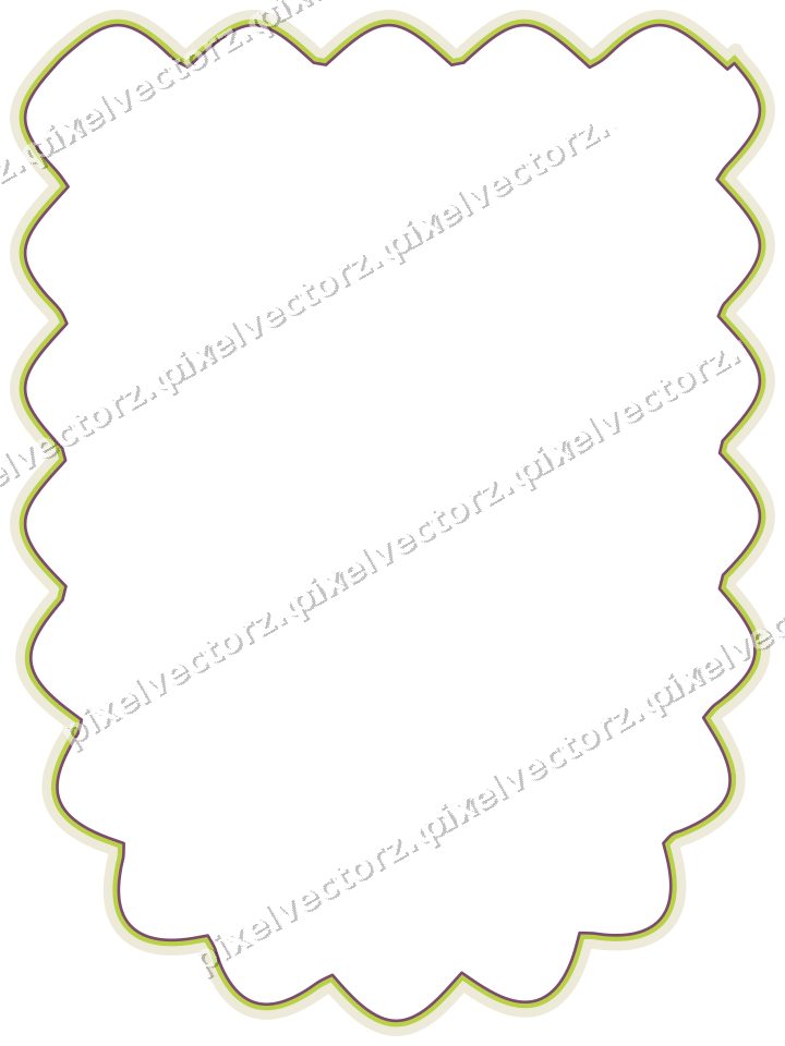 Decorative line art frame in dark magenta and lime with shield