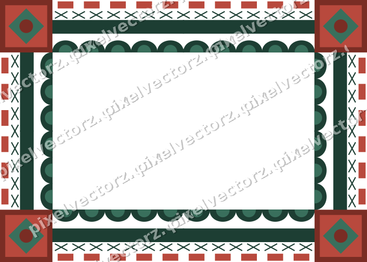 Decorative picture frame border in dark red with cross band