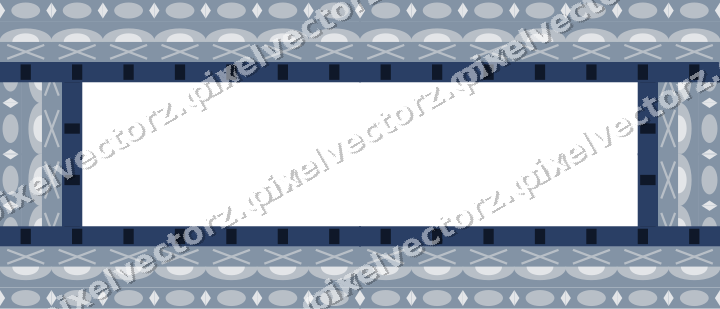 Decorative picture frame border in dark blue and white with cross band