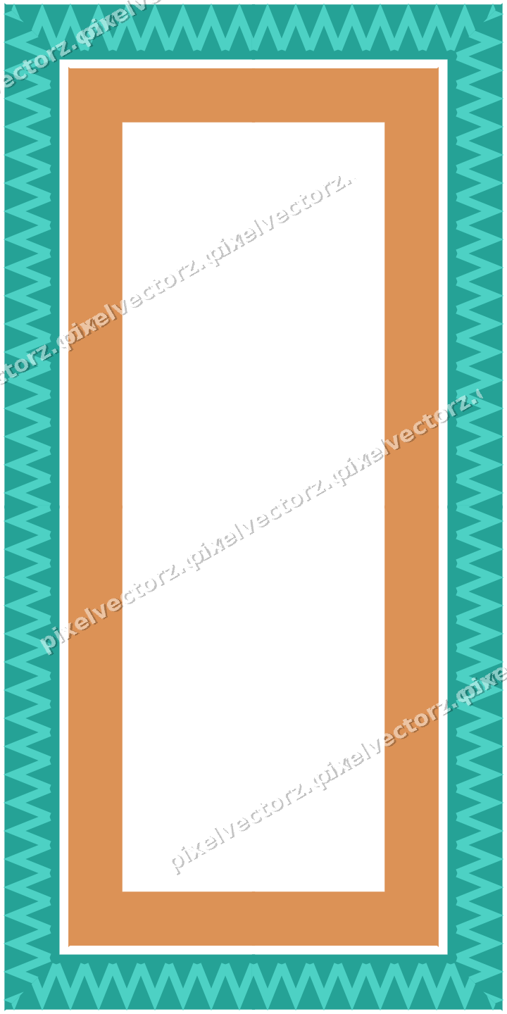 Decorative picture frame border in orange and teal with zigzag