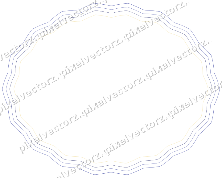 Decorative line art frame in dark blue and amber with oval
