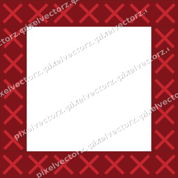 Decorative picture frame border in dark green and red with cross band
