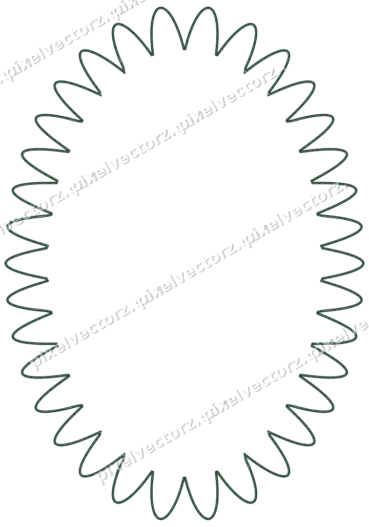 Decorative line art frame in dark green and orange with oval