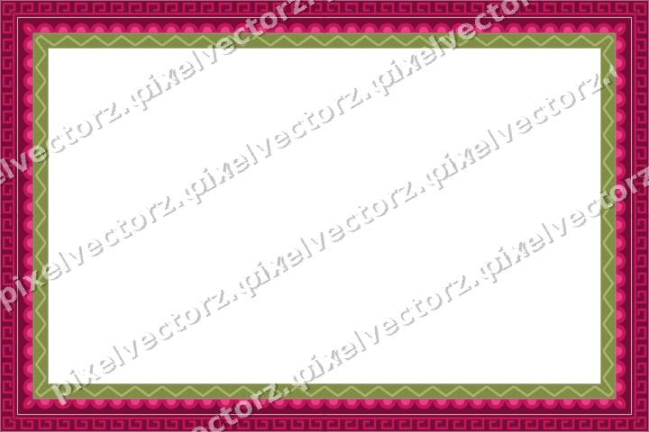 Decorative picture frame border in lime and pink with scale band