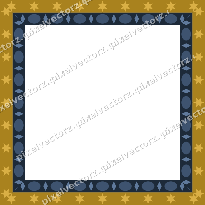 Decorative picture frame border in amber and green with star band