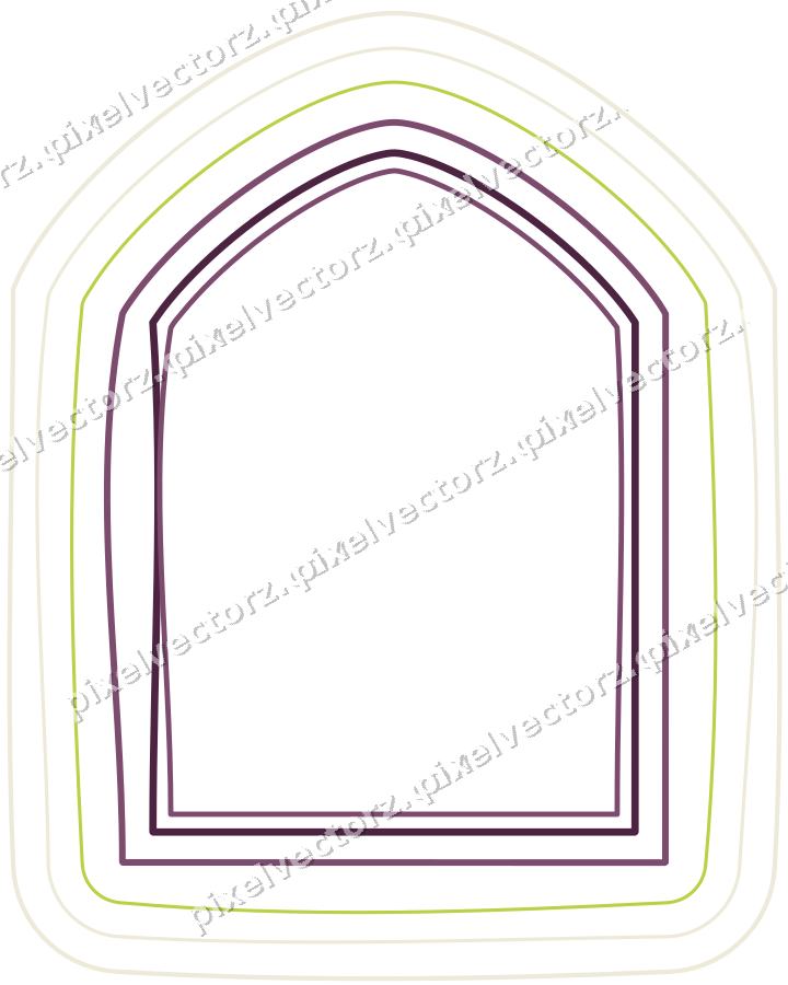 Decorative line art frame in dark magenta and lime with label plaque