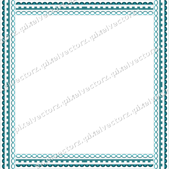 Decorative picture frame border in dark teal and orange with step band