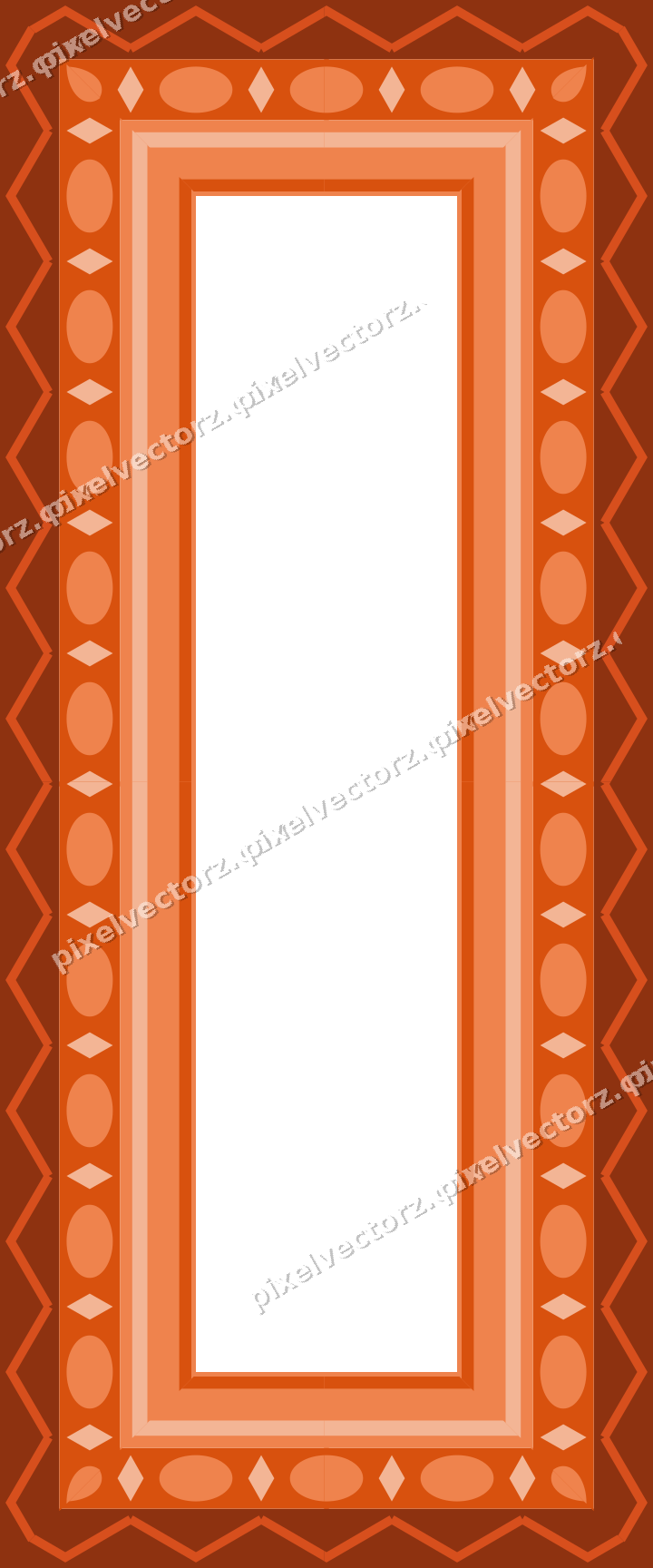 Decorative picture frame border in orange and teal with egg and dart