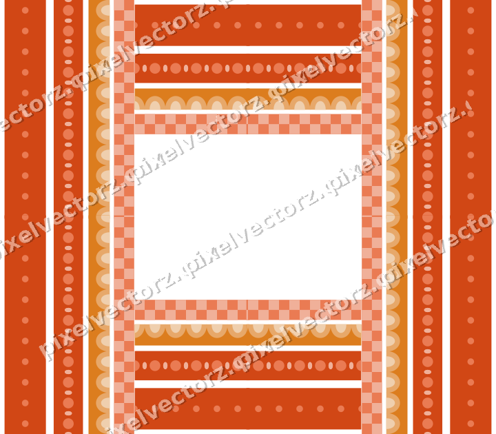 Decorative picture frame border in red and orange with scale band