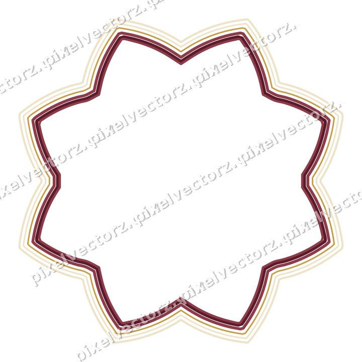 Decorative line art frame in dark pink and amber with oval