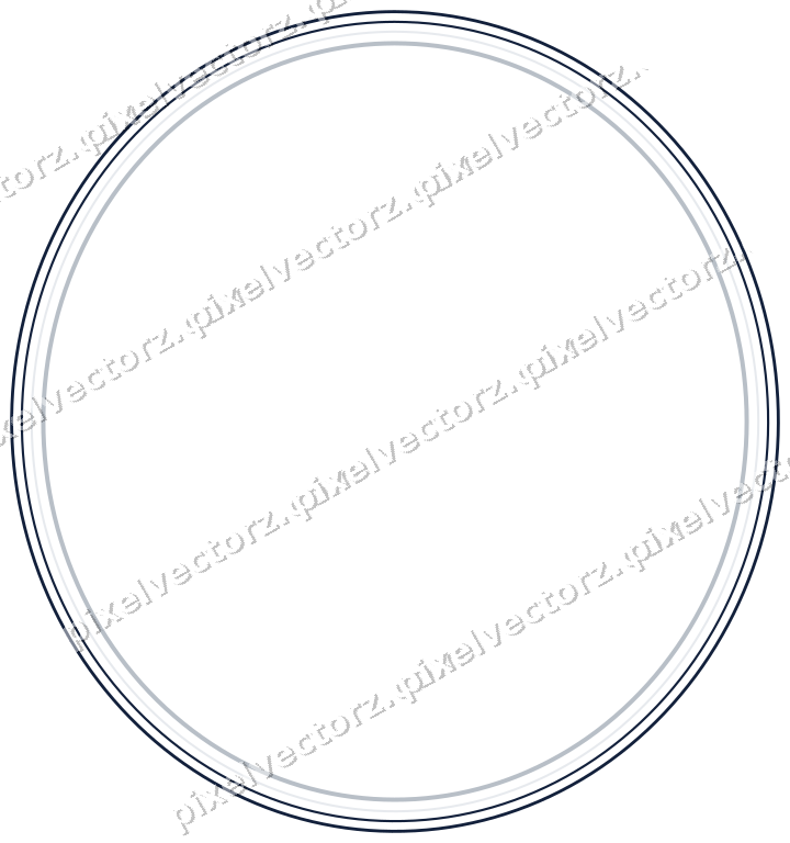 Decorative line art frame in dark blue and white with oval