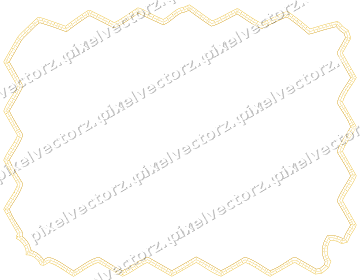 Decorative line art frame in amber and blue with label plaque