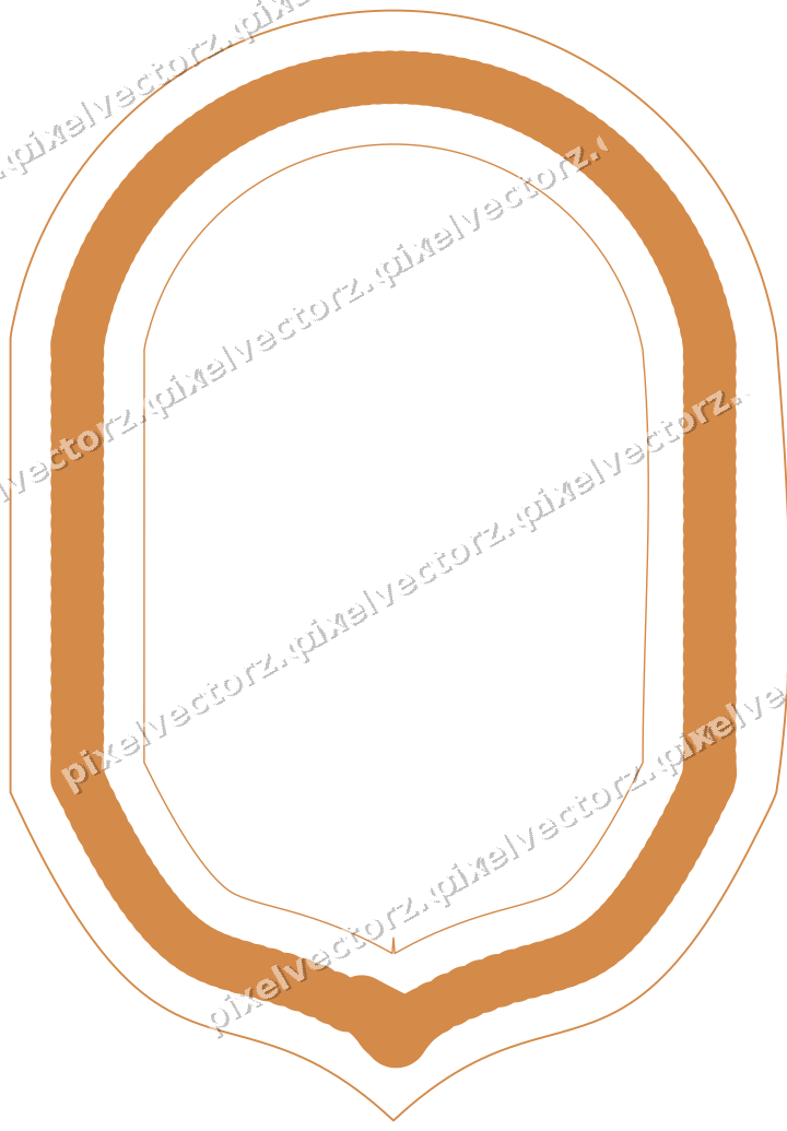 Decorative line art frame in orange and amber with label plaque