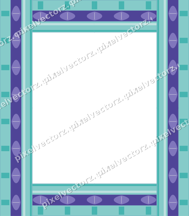 Decorative picture frame border in blue and cyan with leaf moulding