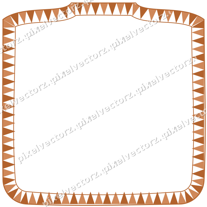 Decorative line art frame in dark green and orange with label plaque