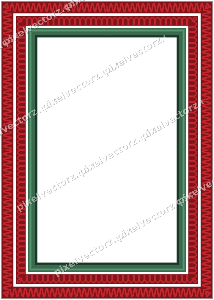 Decorative picture frame border in dark green with arcade frieze