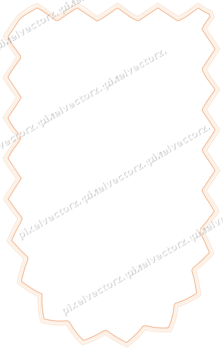 Decorative line art frame in blue and orange with shield