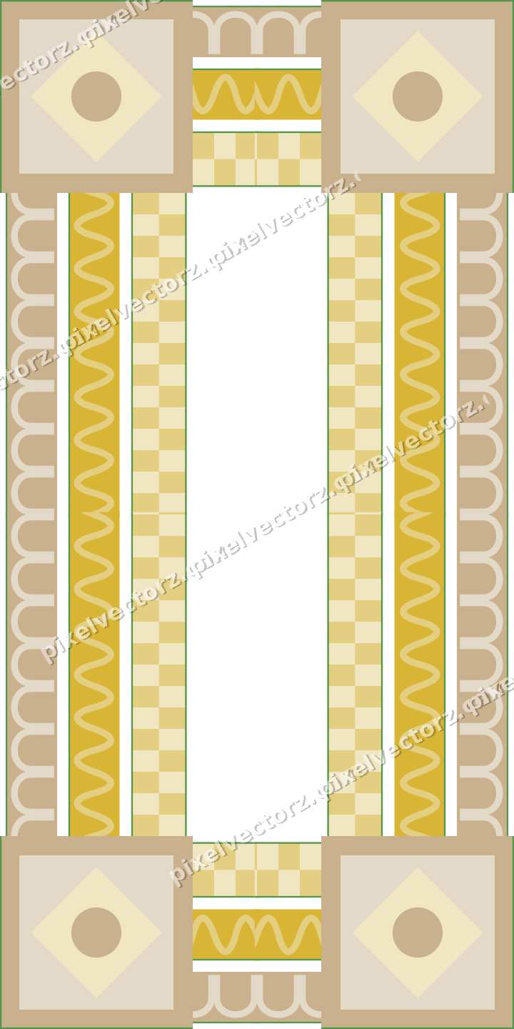 Decorative picture frame border in lime and yellow with arcade frieze