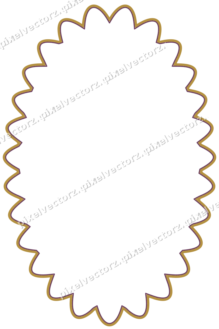 Decorative line art frame in dark magenta and amber with oval