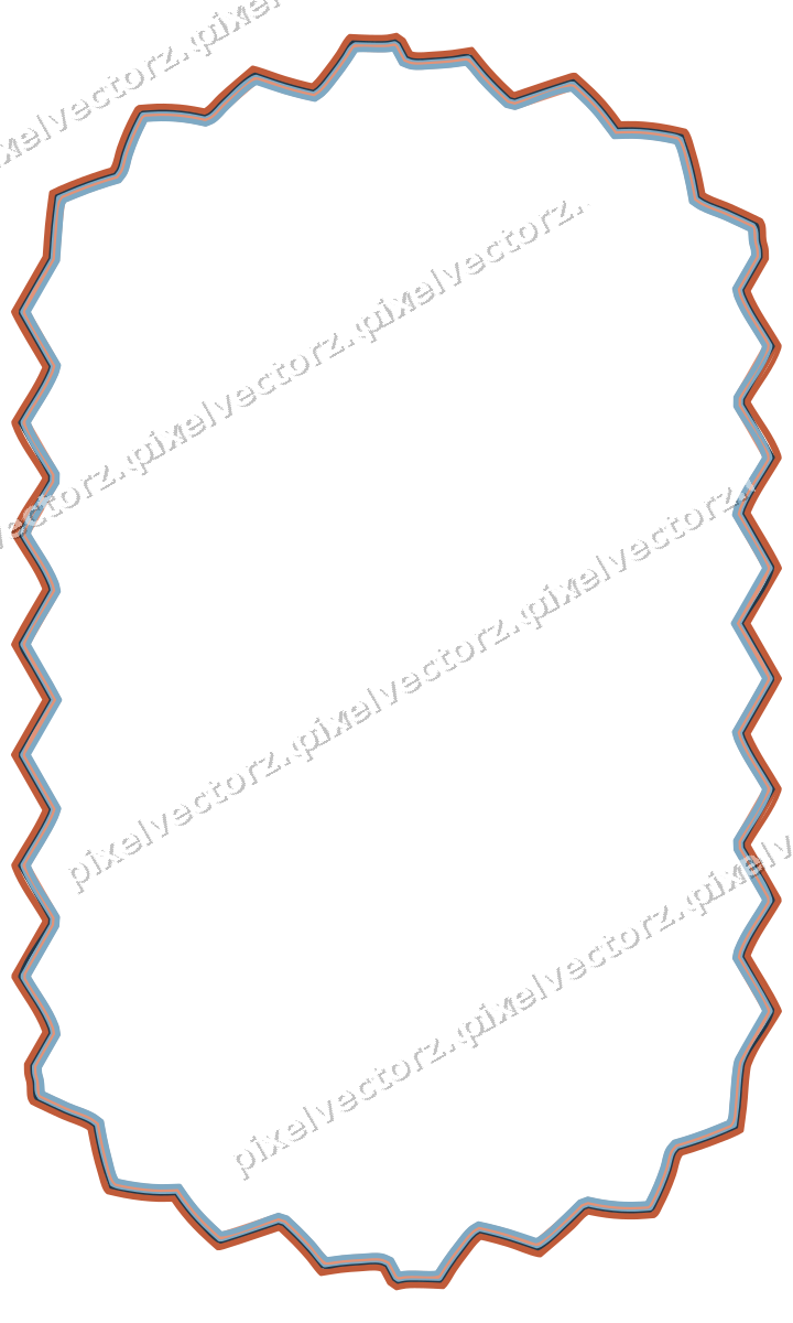 Decorative line art frame in orange and cyan with label plaque