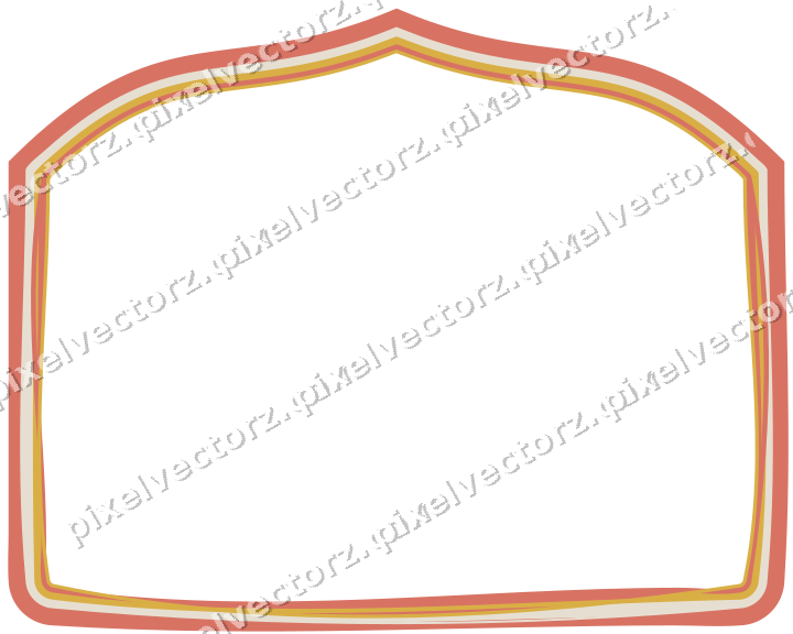 Decorative line art frame in amber and green with label plaque