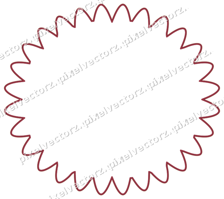 Decorative line art frame in dark pink and red with oval