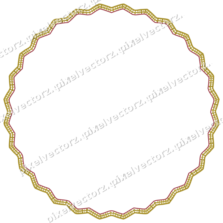 Decorative line art frame in dark pink and red with oval