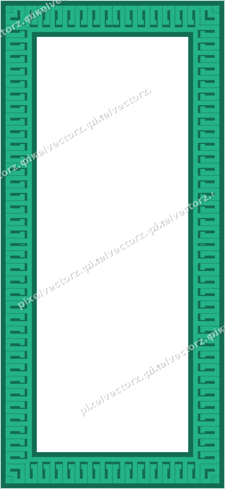 Decorative picture frame border in green and teal with greek key