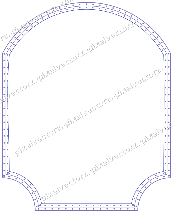 Decorative line art frame in blue and cyan with label plaque