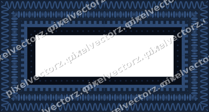Decorative picture frame border in dark blue and amber with step band