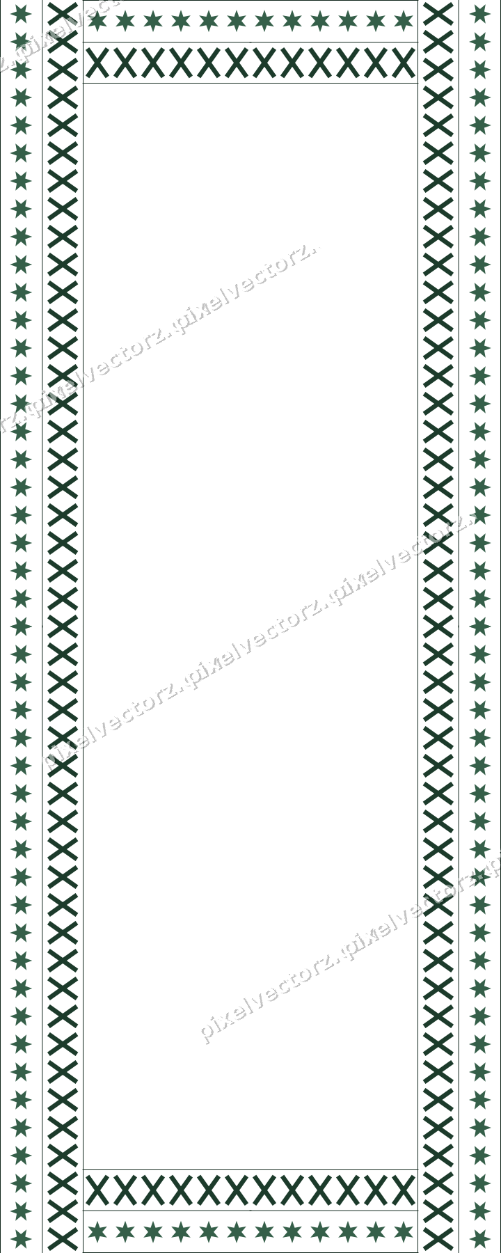 Decorative picture frame border in dark green with star band