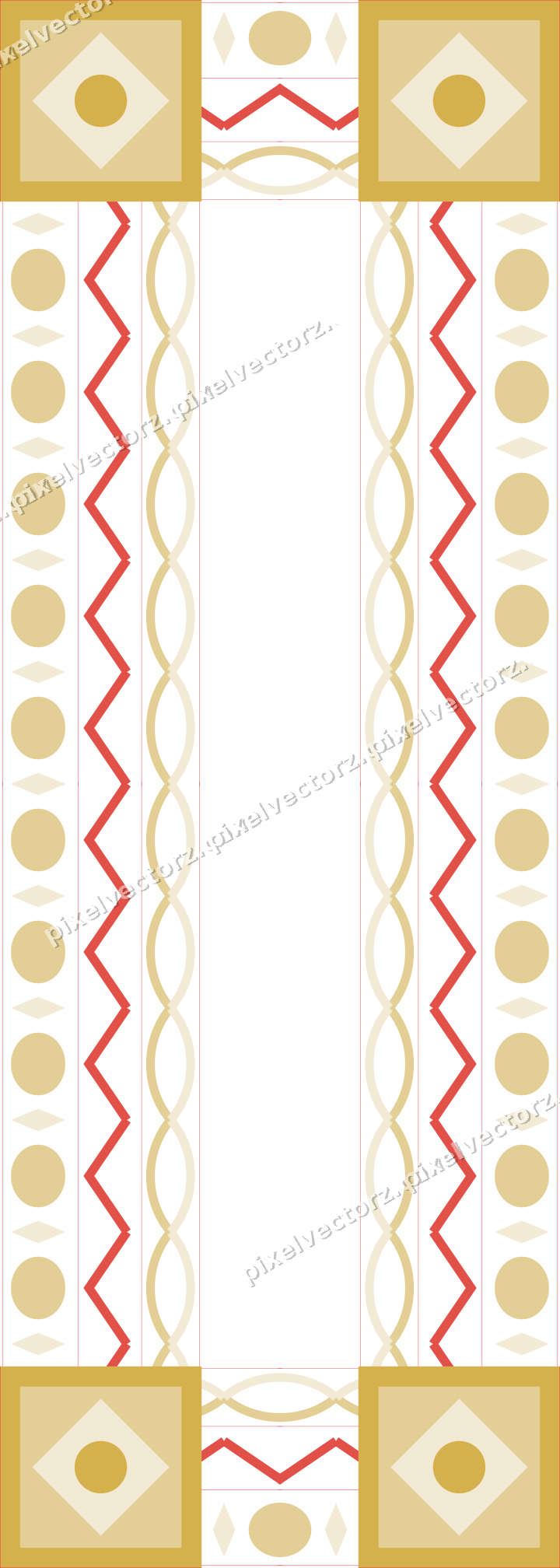 Decorative picture frame border in red and orange with zigzag