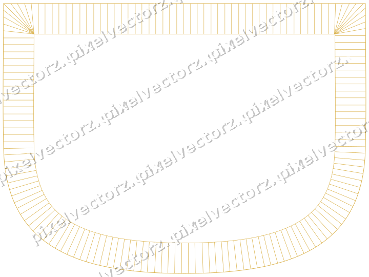 Decorative line art frame in amber and green with shield and hatching
