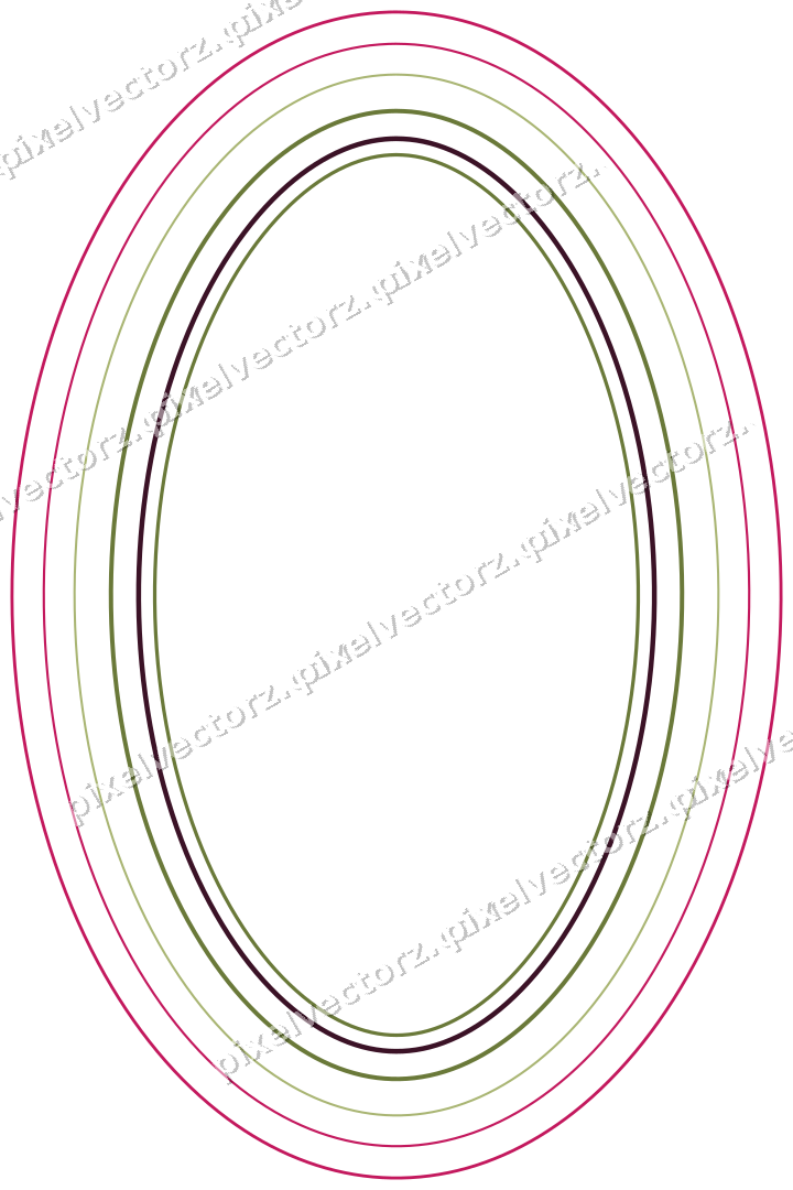Decorative line art frame in lime and pink with oval