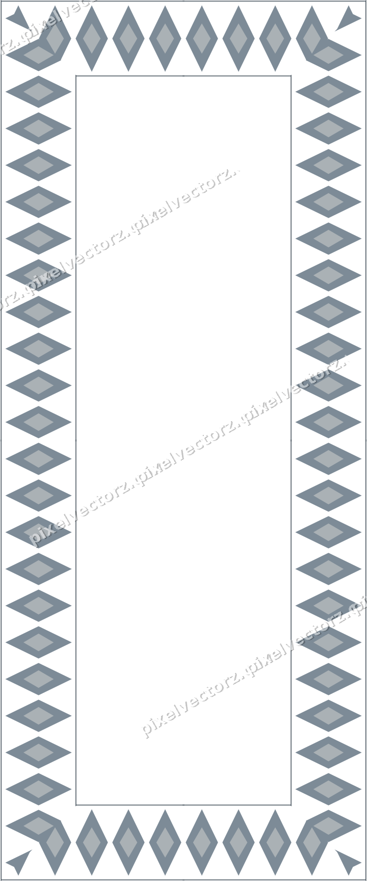 Decorative picture frame border in blue and orange with diamond band