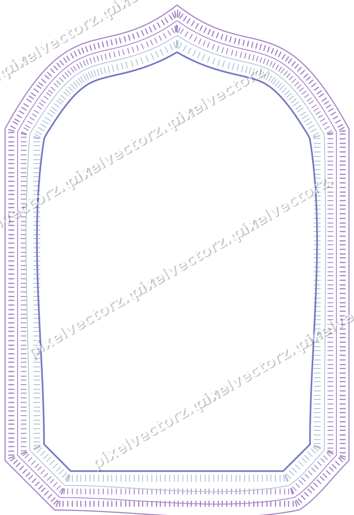Decorative line art frame in purple and blue with label plaque