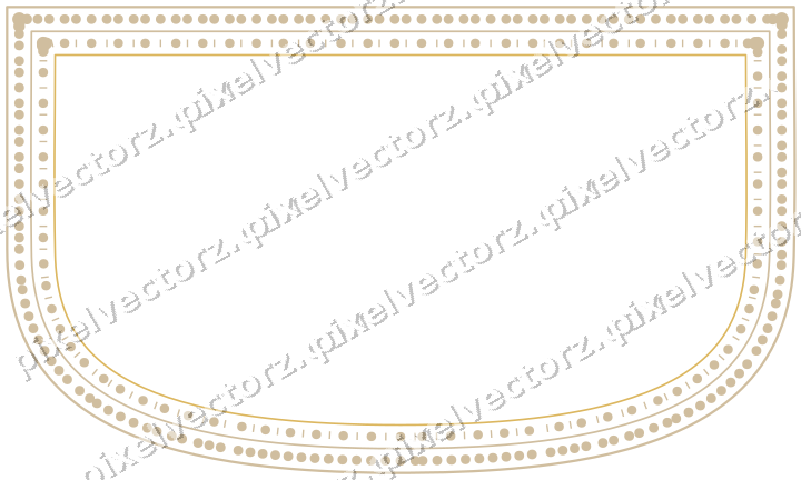 Decorative line art frame in orange and amber with shield
