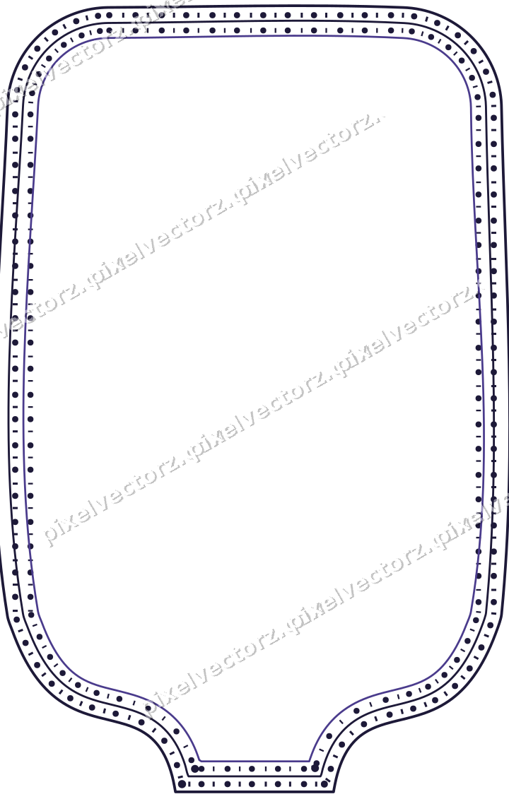 Decorative line art frame in orange and blue with label plaque