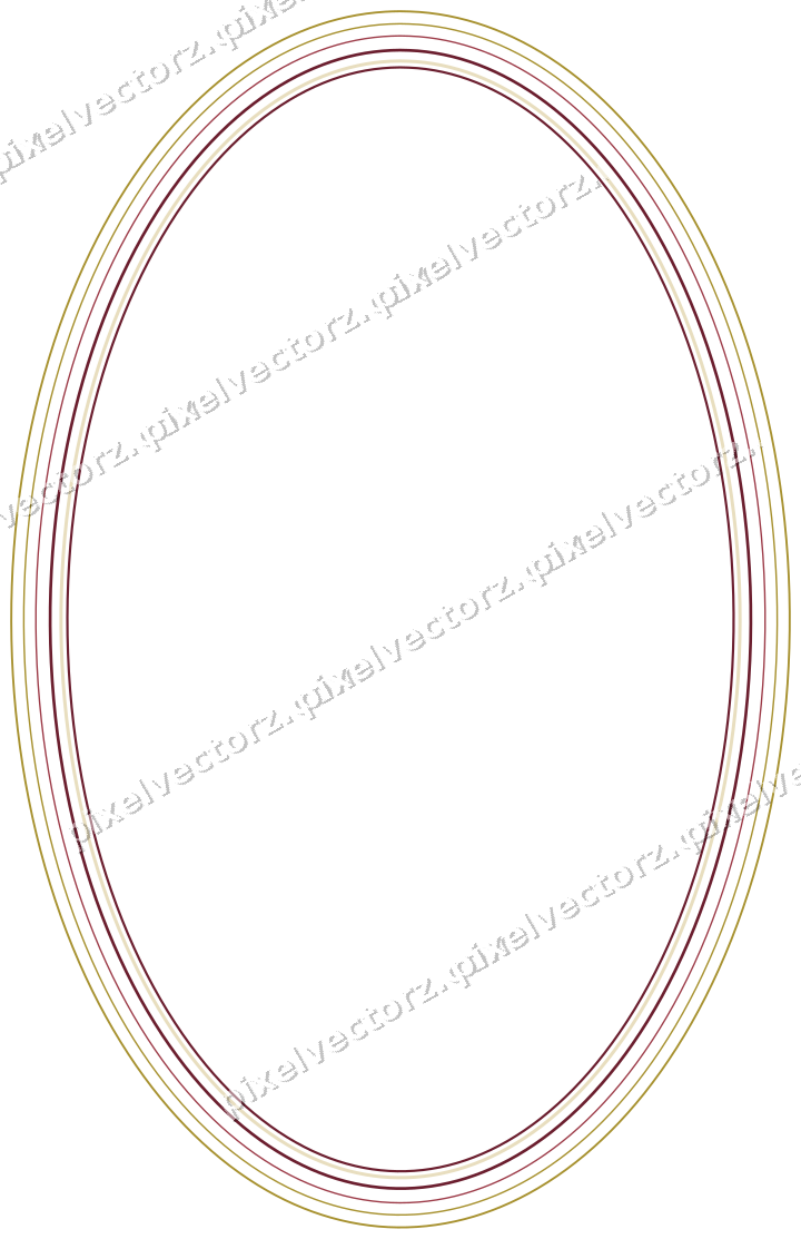 Decorative line art frame in dark pink and red with oval