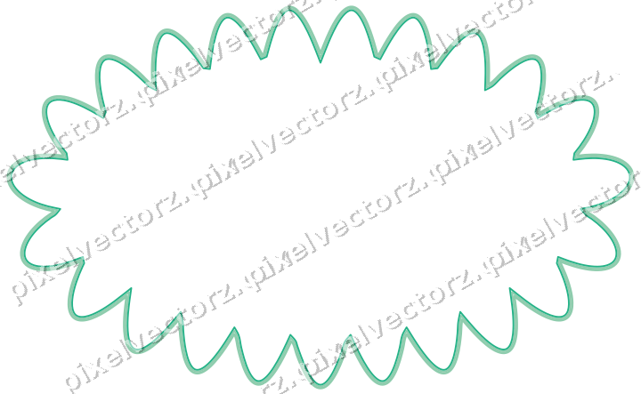 Decorative line art frame in green and teal with oval