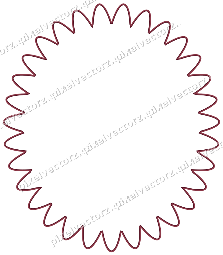 Decorative line art frame in dark pink and amber with oval