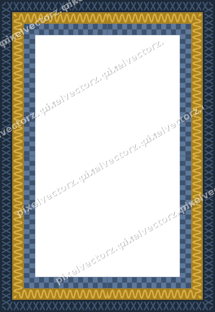Decorative picture frame border in amber and green with wave band
