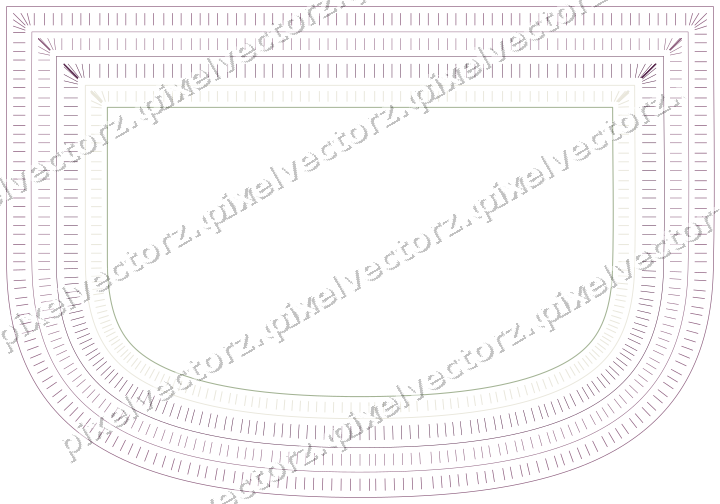 Decorative line art frame in dark magenta and lime with shield